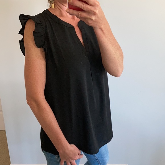 Black Ruffle Sleeve Blouse - Picture 5 of 10